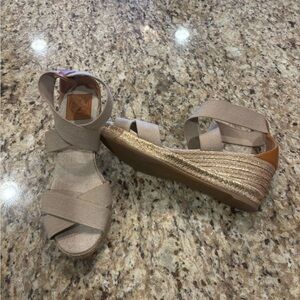 💖Sz9 Tory Burch Womens Adonis Espadrilles Shimmer Wedge Sandals 💖